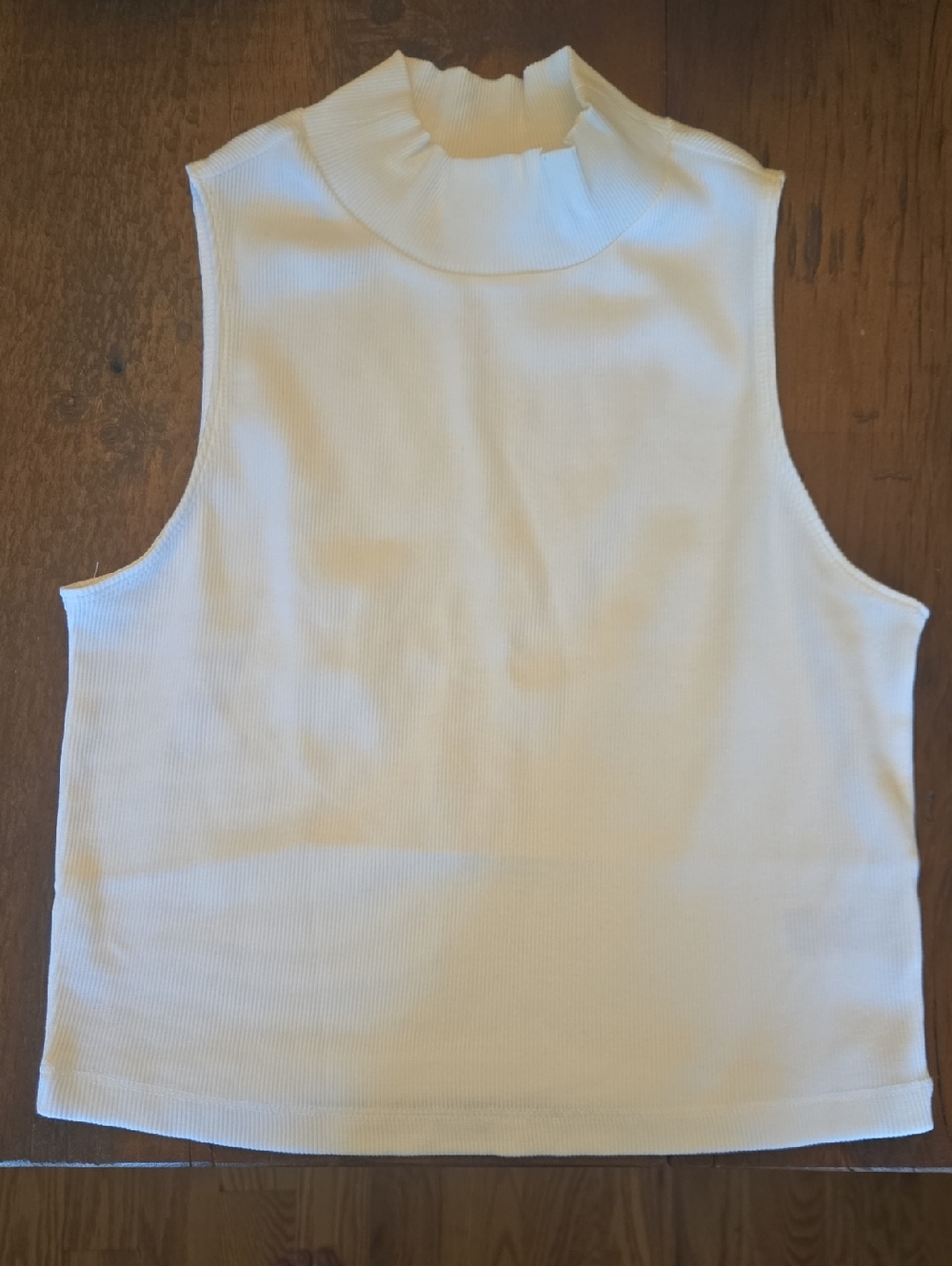 Everlane Cream Ribbed Sleeveless Mock Neck Tank